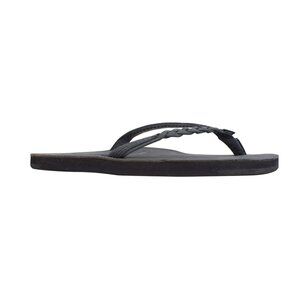Rainbow Sandals Women’s Flirty Braidy Flip Flops Black | Premier Leather Braided
